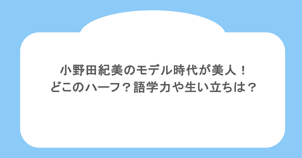 小野田紀美のモデル時代が美人！どこのハーフ？語学力や生い立ちは？